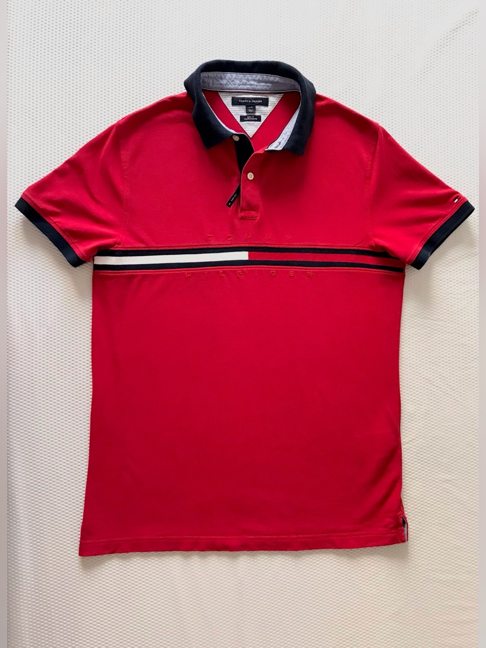 Red Tommy Hilfiger Athletic Flex Slim Fit Polo Shirt Large